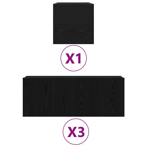 vidaXL Sj&oacute;nvarpssk&aacute;pasett Vegghengt Svartur Eik Samsettur vi&eth;ur