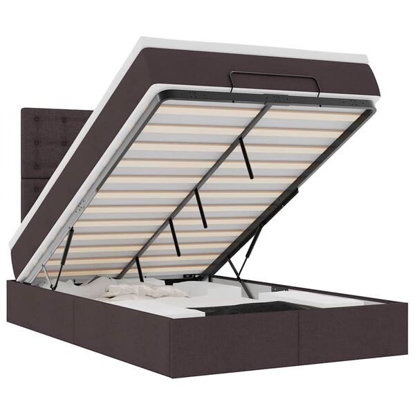 vidaXL Ottoman r&uacute;mgrind me&eth; d&yacute;nu D&ouml;kkbr&uacute;nt 120x200 cm Efni