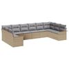 vidaXL Gar&eth;s&oacute;fa sett me&eth; p&uacute;&eth;i 10 pcs Drapplita&eth;ur p&oacute;l&yacute;rattan