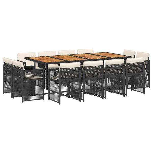 vidaXL 13 Parta Gar&eth;s&oacute;fasett me&eth; Sessum Svart P&oacute;l&yacute;rattan