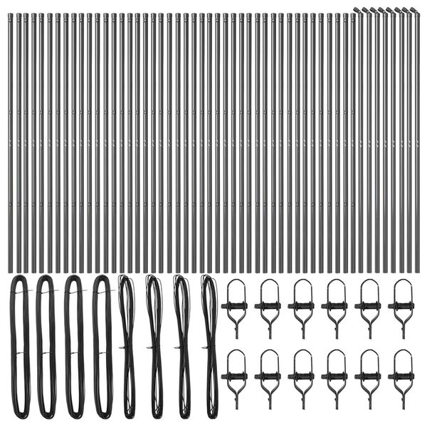 vidaXL Gir&eth;ingarp&oacute;stur 52 pcs Gr&aacute;r 3,2 x 3,2 x 170 cm