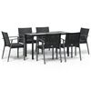vidaXL 7 Hluta Gar&eth;bor&eth;stofusett me&eth; Sessum P&oacute;l&yacute;rattan og St&aacute;l