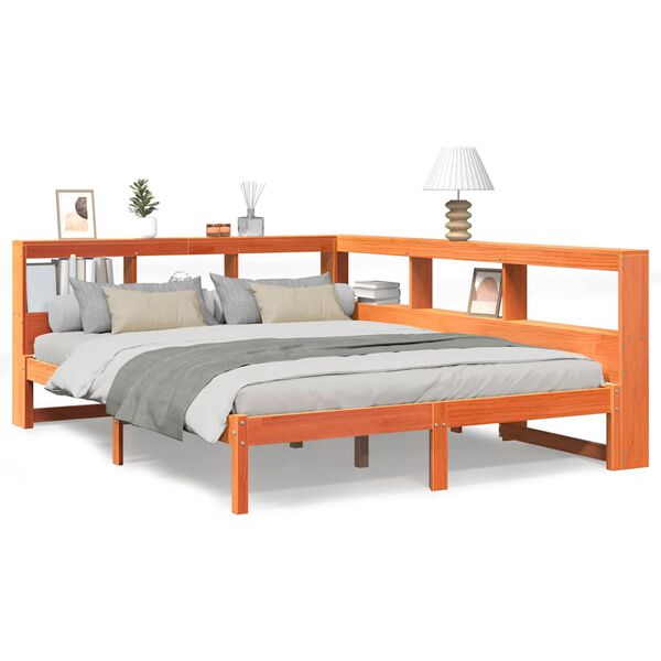 vidaXL R&uacute;mgrind me&eth; B&oacute;kahillu &aacute;n D&yacute;nu Vaxbr&uacute;nn 160x200cm Gegnheil Fura