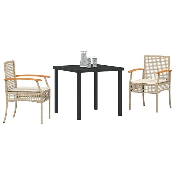 vidaXL Gar&eth;ur bor&eth;sett 3 pcs Drapplita&eth;ur p&oacute;l&yacute;rattan