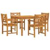 vidaXL Gar&eth;ur bor&eth;sett 5 pcs Br&uacute;nn Gegnheill akas&iacute;uvi&eth;ur