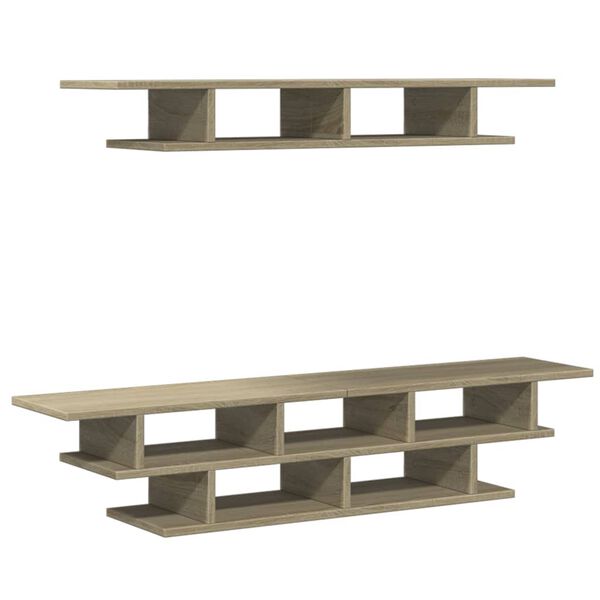 vidaXL Veggsj&oacute;nvarpseiningar Sonoma Eik Samsettur Vi&eth;ur