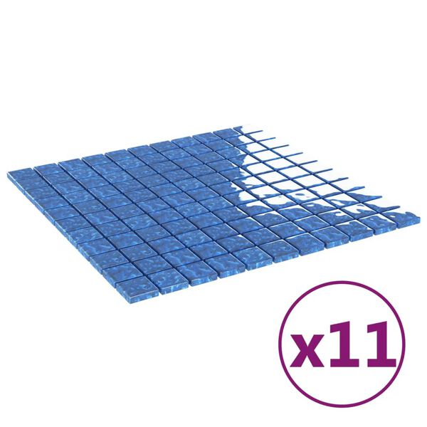 vidaXL Mósaíkflísar 11 stk Blár 30x30 cm Gler