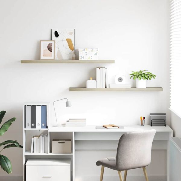 vidaXL Vegghengdar Hillur 2 stk. Eikarlitaðar 120x23,5x3,8 cm MDF