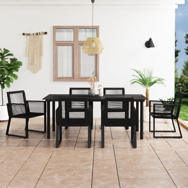 vidaXL 7 Parta &Uacute;tibor&eth;stofusett PVC Rattan Svart