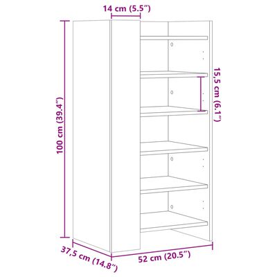 vidaXL Skóskápur Sonoma Eik 52x37,5x100 cm Samsettur Viður