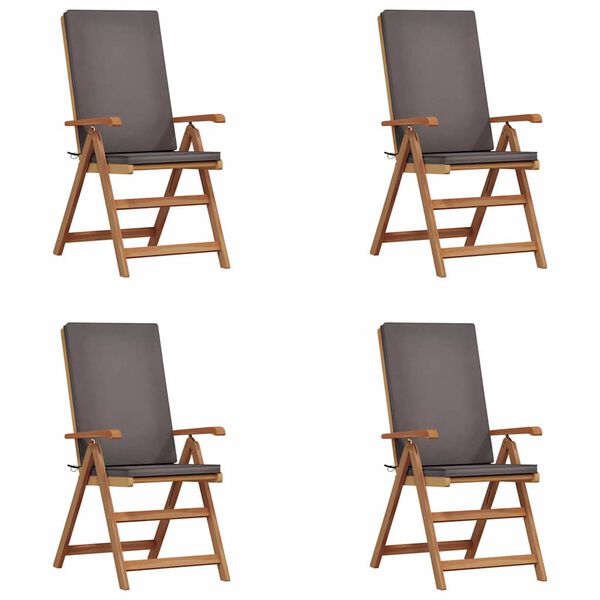 vidaXL Garðstóll 4 pcs Brúnn 57 x 71.5 x 104cm Gegnheill tekkviður