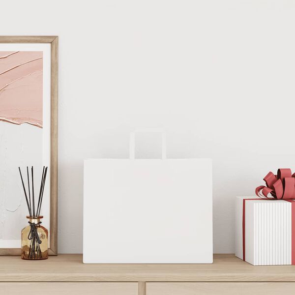 vidaXL Papp&iacute;rspokar 50 stk me&eth; Handf&ouml;ngum Hv&iacute;tir 32x22x24 cm