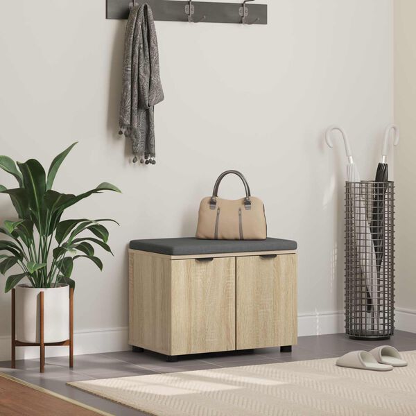 vidaXL Hallarbekk me&eth; p&uacute;&eth;i me&eth; geymslu Sonoma Eik 60 x 38 x 46 cm