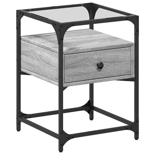 vidaXL N&aacute;ttbor&eth; Gr&aacute;ir Sonoma Eik 40x40x55 cm Samsettur Vi&eth;ur