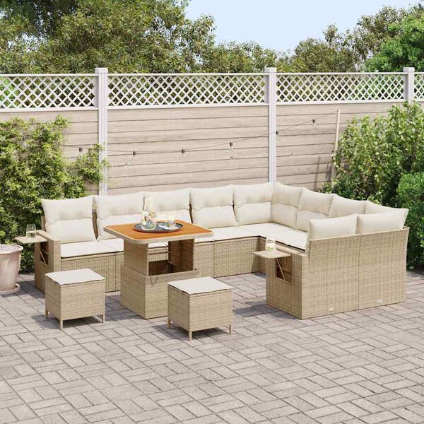 vidaXL Gar&eth;s&oacute;fa sett 12 pcs Drapplita&eth;ur p&oacute;l&yacute;rattan