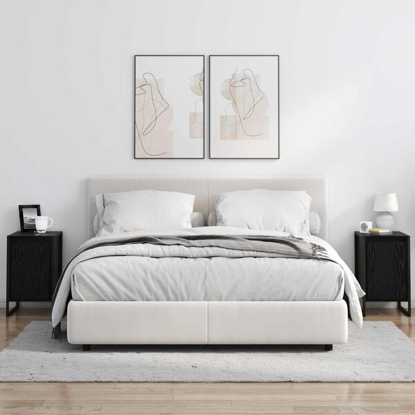 vidaXL N&aacute;ttbor&eth; Svartur Eik 39,5 x 30 x 50 cm Samsettur vi&eth;ur