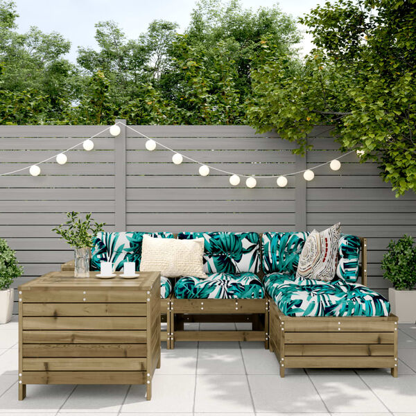 vidaXL 5 Parta Gar&eth;s&oacute;fasett Gegndreypt Tr&eacute;furu