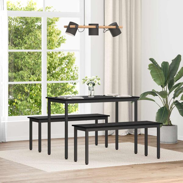 vidaXL Bekkur Svartur Eik 110 x 35 x 45 cm Samsettur vi&eth;ur