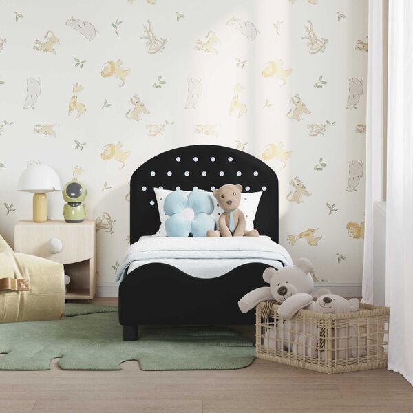 vidaXL R&uacute;mrammi fyrir litla krakka me&eth; h&ouml;f&eth;ahimni Svartur 70 x 140 cm