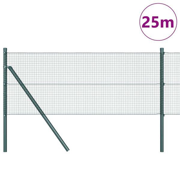 vidaXL Gir&eth;ingarp&oacute;stur Gr&aelig;nn 25 x 0,6 m (16 x 16 mm net) St&aacute;l og PVC