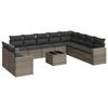 vidaXL 11 Hluta Gar&eth;s&oacute;fasett me&eth; Sessum Gr&aacute;r P&oacute;l&yacute;rattan