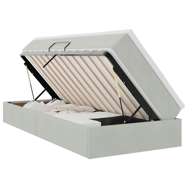 vidaXL R&uacute;m me&eth; geymslur&yacute;mi og d&yacute;nu Lj&oacute;sgr&aacute;r 90 x 200 cm Flauel