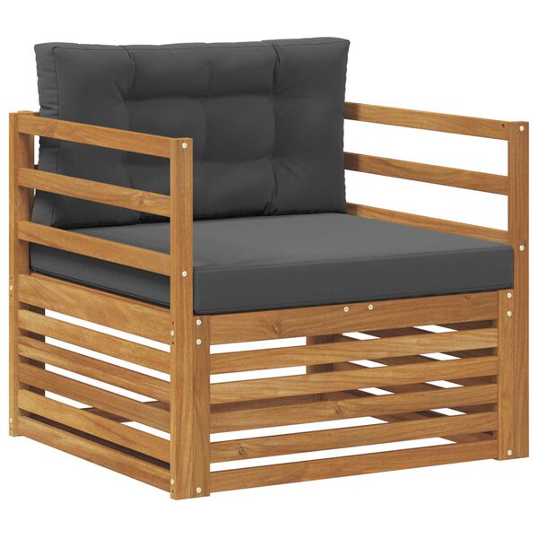 vidaXL &Uacute;ti s&oacute;fasett Solid Akas&iacute;uskei&eth; og P&oacute;lyester N&aacute;tt&uacute;rulegur