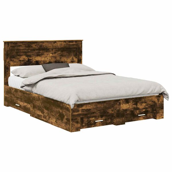 vidaXL Ramsv&iacute;k me&eth; h&ouml;fu&eth;gafl Rau&eth;-eik 150 x 200 cm Samsettur vi&eth;ur