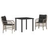 vidaXL Gar&eth;ur bor&eth;sett me&eth; p&uacute;&eth;i 3 pcs Lj&oacute;sgr&aacute;r p&oacute;l&yacute;rattan