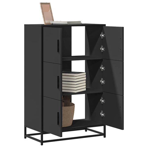 vidaXL Highboard Svartur 68x35x106,5 cm Hanna&eth;ur vi&eth;ur og m&aacute;lmur