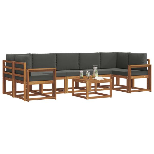 vidaXL &Uacute;ti s&oacute;fasett me&eth; p&uacute;&eth;i 8 pcs N&aacute;tt&uacute;rulegt og Antrac&iacute;t