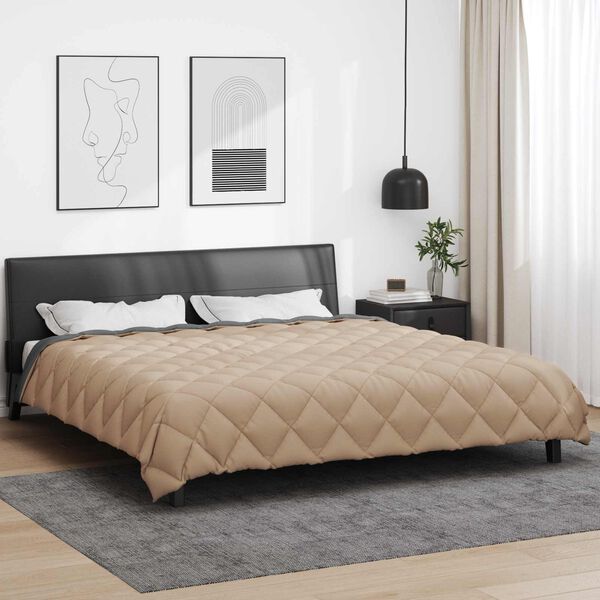 vidaXL Vetrar s&aelig;ng Antrac&iacute;t og Taupe 200 x 200 cm M&iacute;kr&oacute;f&iacute;ber