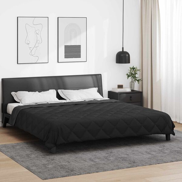 vidaXL Full &aacute;rs d&yacute;na Svartur og Anthracite 220 x 200 cm M&iacute;kr&oacute;f&iacute;ber