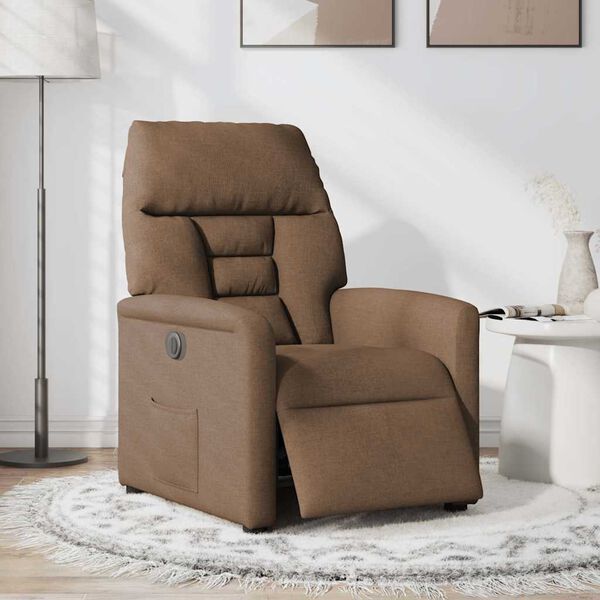 vidaXL Electric Recliner st&oacute;ll Br&uacute;nt efni