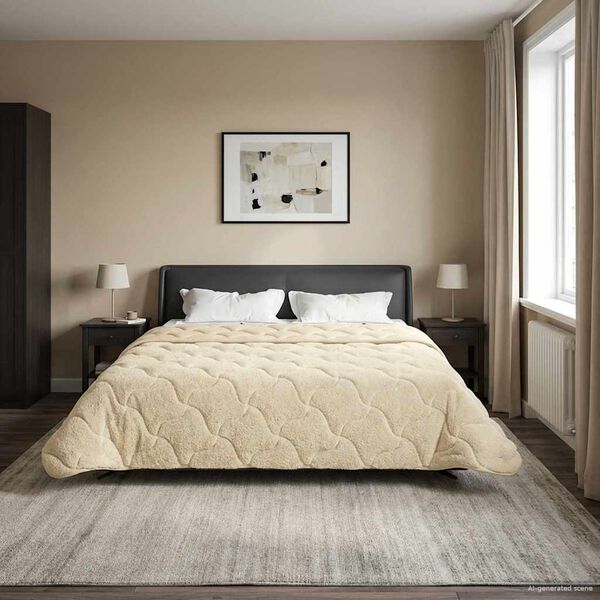 vidaXL Vetrar s&aelig;ng Rj&oacute;malitur 200 x 200 cm Microfiber og Teddy f&oacute;&eth;ri&eth;