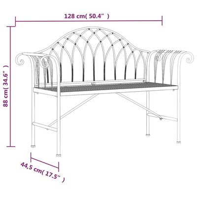 vidaXL 2 sæta Garðbekkur 128 cm Svartur Stál