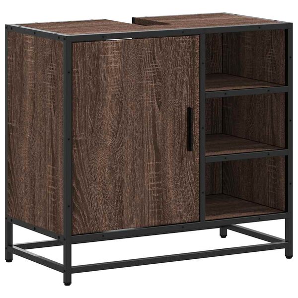 vidaXL Ba&eth;herbergi Vaskur Innr&eacute;tting Br&uacute;n Eik 65x33x60cm Verkfr&aelig;&eth;ingur