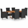 vidaXL 7 Parta Gar&eth;bor&eth;stofusett P&oacute;l&yacute;rattan Svart