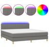 vidaXL H&oacute;lfa&eth; Springr&uacute;m me&eth; D&yacute;nu&LED D&ouml;kkgr&aacute;tt 180x200cm Tauefni