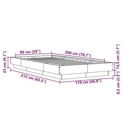 vidaXL Rúmgrind án Dýnu Svört 100x200 cm