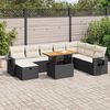 vidaXL 9 stykki gar&eth;s&oacute;fasett me&eth; p&uacute;&eth;um Black Poly Rattan Acacia