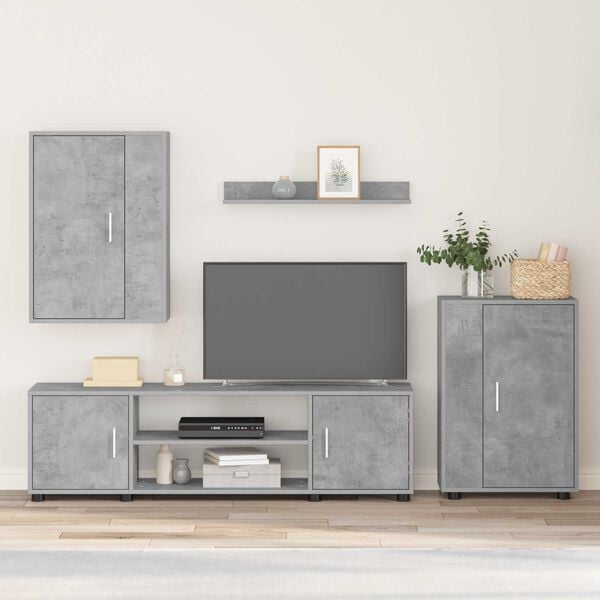 vidaXL Sj&oacute;nvarpssk&aacute;pasett Vegghengt 4 pcs Steingri&eth; Samsettur vi&eth;ur