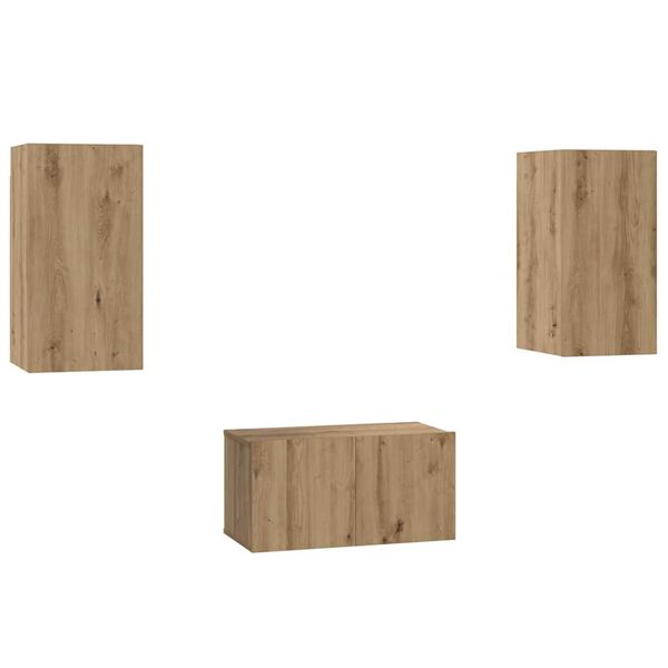 vidaXL Sj&oacute;nvarpssk&aacute;pasett Vegghengt 3 pcs handverkseik 60 x 30 x 30 cm