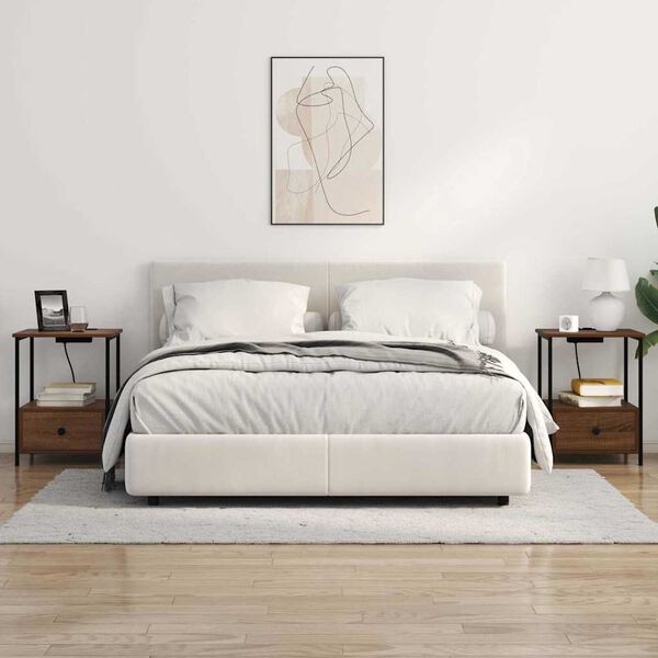 vidaXL Noat&ouml;flu sk&aacute;pur Br&uacute;nn eik 42 x 41 x 56 cm Samsettur vi&eth;ur