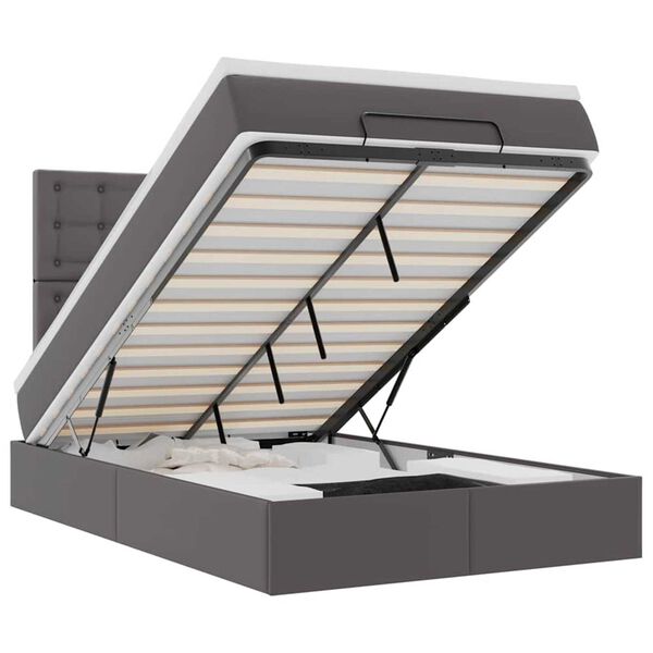 vidaXL Ottoman r&uacute;mgrind me&eth; d&yacute;nu Gr&aacute; 120x190cm gervi le&eth;ur