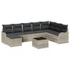 vidaXL Gar&eth;s&oacute;fa sett me&eth; p&uacute;&eth;i 9 pcs Lj&oacute;sgr&aacute;tt Poly rattan