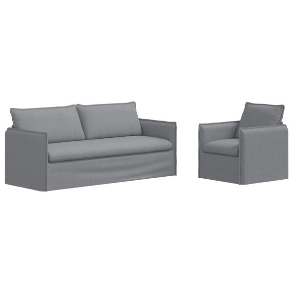 vidaXL S&oacute;fasett 2 pcs Lj&oacute;sgr&aacute;r 196 x 82 x 85 cm d&uacute;kur
