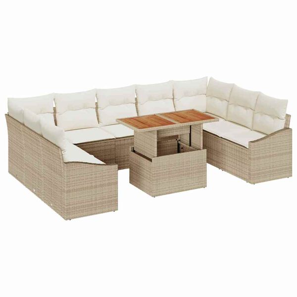 vidaXL Gar&eth;ur bor&eth;sett me&eth; p&uacute;&eth;i 10 pcs Beige og krem