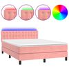 vidaXL H&oacute;lfa&eth; Springr&uacute;m me&eth; D&yacute;nu&LED Bleikur 140x190 cm Flauel