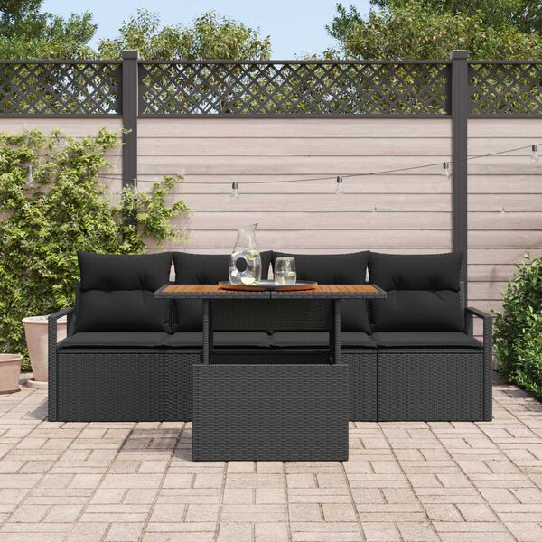 vidaXL Garðsófa sett með geymslu 5 pcs Svartur Poly rattan